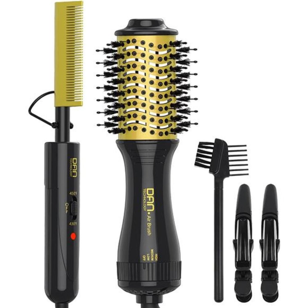 Travel Hair Blow Dryer Brush & Mini Hot Comb Hair Styling Set, Hot Air Brush